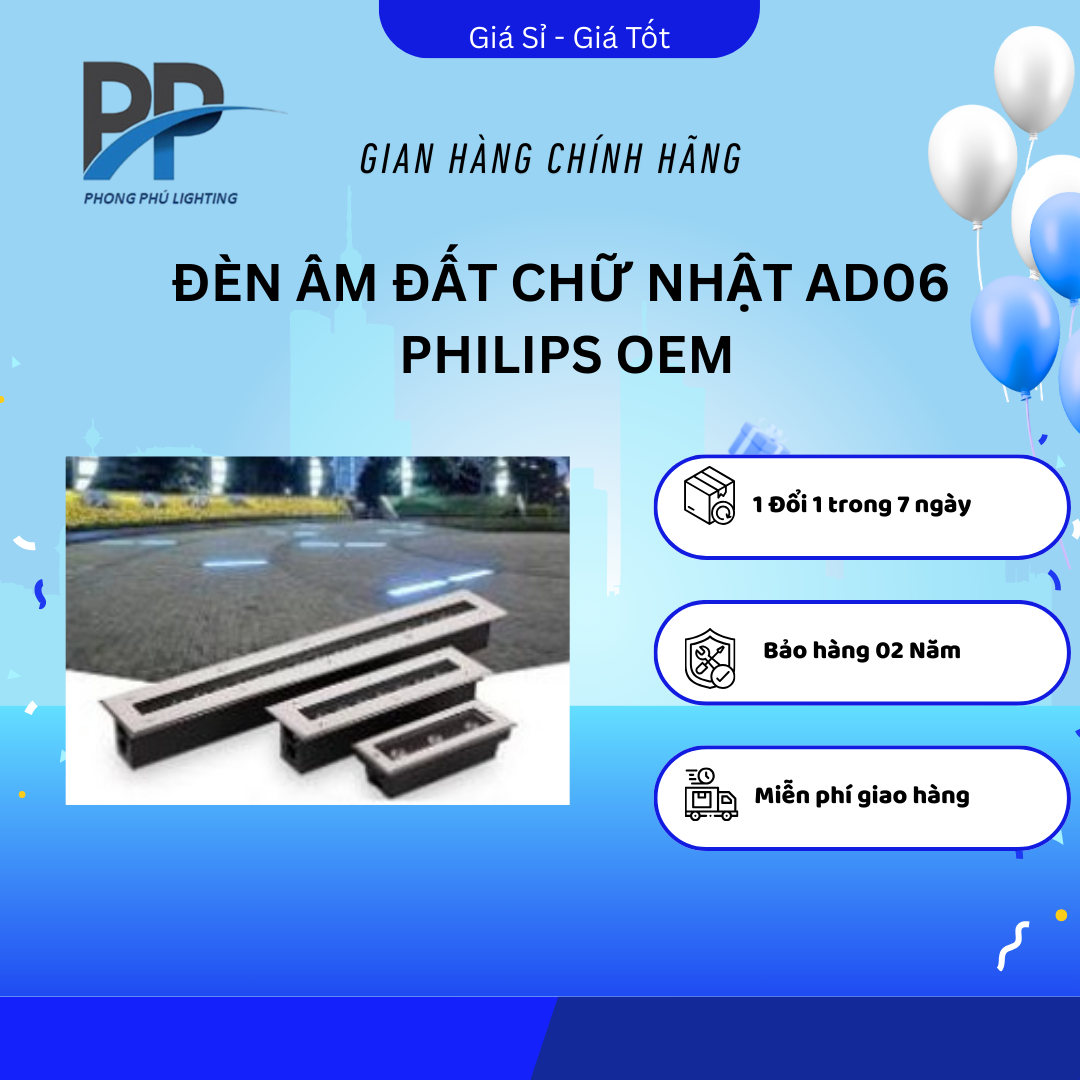 ĐÈN ÂM ĐẤT CHỮ NHẬT AD06 PHILIPS OEM